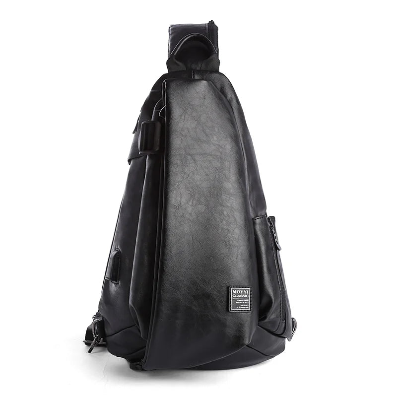 PU Leather Men Messenger Bag Casual Crossbody Handbag Male Chest Shoulder Bag Shoulder Type Unisex Rucksack Fanny Pack