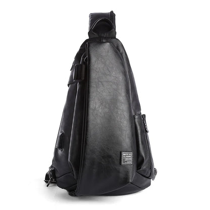 PU Leather Men Messenger Bag Casual Crossbody Handbag Male Chest Shoulder Bag Shoulder Type Unisex Rucksack Fanny Pack