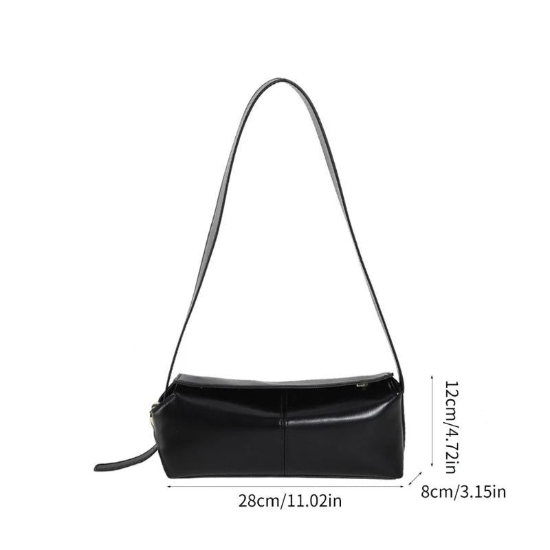 PU Leather Underarm Bag Shoulder Purse Handbag Button Closure for Women