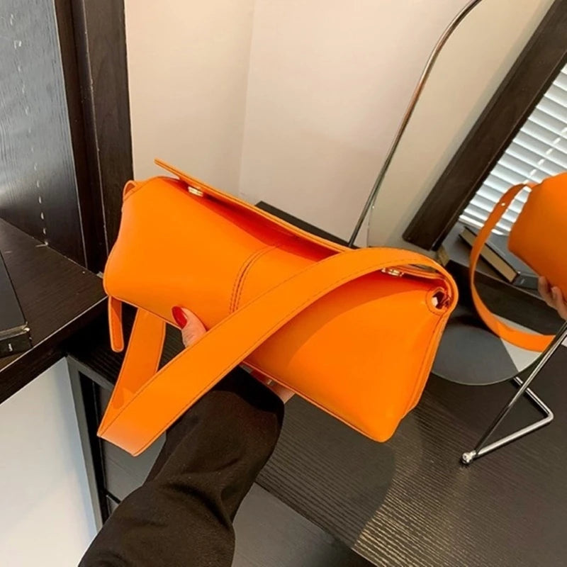 PU Leather Underarm Bag Shoulder Purse Handbag Button Closure for Women