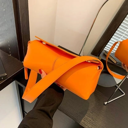 PU Leather Underarm Bag Shoulder Purse Handbag Button Closure for Women