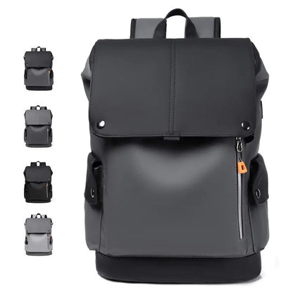 PU Leather Waterproof Men's Laptop Backpack Large Computer Backpack for Business Urban Man Backpack USB Charging