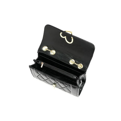 PU Material Small Fragrance Bag Women's Bag New Fashion Rhombus Metal Chain Love Buckle Single Shoulder Crossbody Bag
