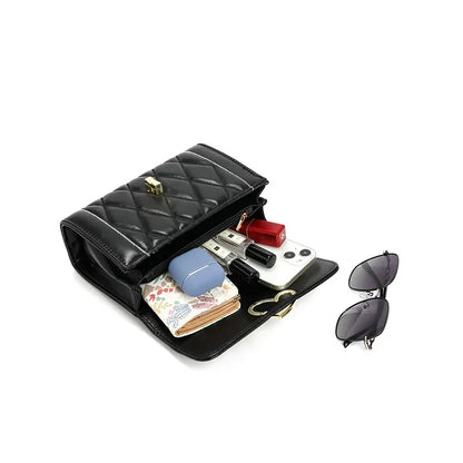 PU Material Small Fragrance Bag Women's Bag New Fashion Rhombus Metal Chain Love Buckle Single Shoulder Crossbody Bag