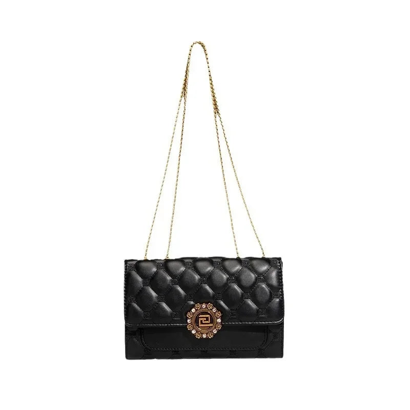 PU Material Women's Bag New Fashion Trend Temperament Niche Design Chain Rhombus Shoulder Bag Crossbody Bag Luxury Bags