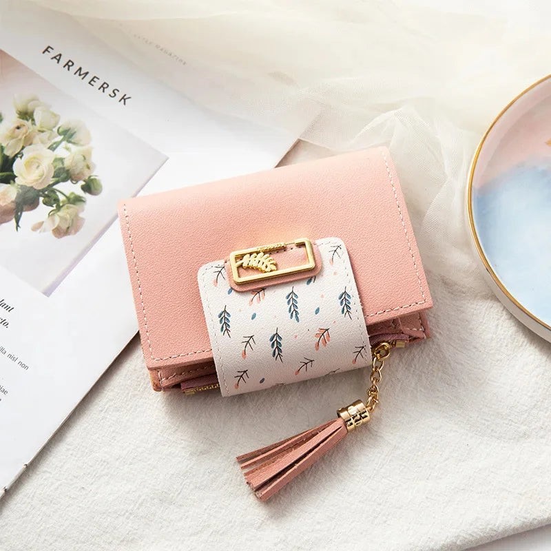 PU Simple Cute Japanese Girl Heart Everything Small Atmosphere Ultra-thin Card Bag Purse One Package Female