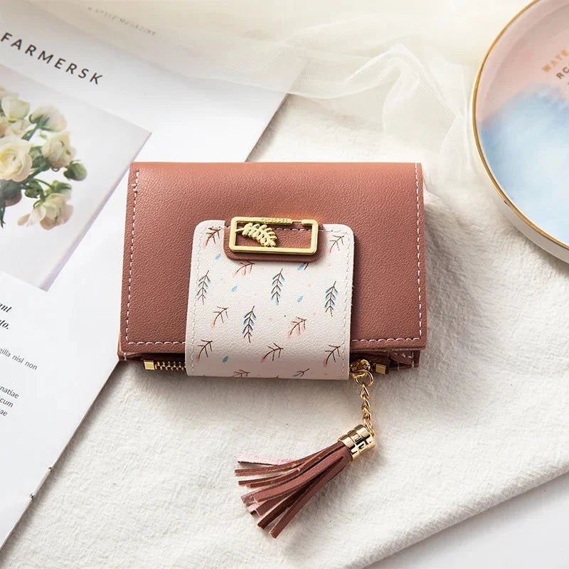 PU Simple Cute Japanese Girl Heart Everything Small Atmosphere Ultra-thin Card Bag Purse One Package Female