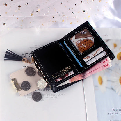 PU Simple Cute Japanese Girl Heart Everything Small Atmosphere Ultra-thin Card Bag Purse One Package Female