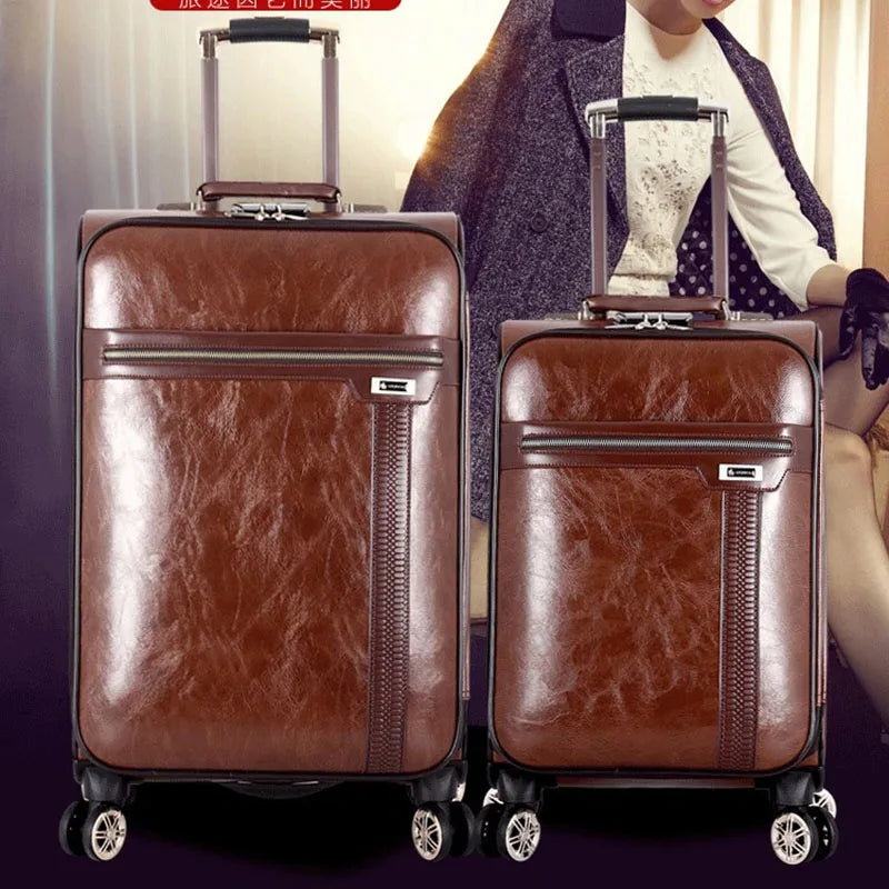 PU lethrt Rolling Luggage Suitcase Travel Trollry Luggage Suitcase18 Inch  20 Inch 24 Inch  Softside Luggage with Spinner Wheels