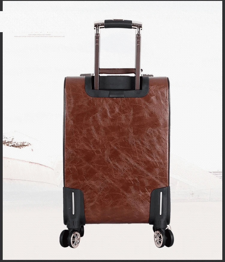 PU lethrt Rolling Luggage Suitcase - Thumbnail 4