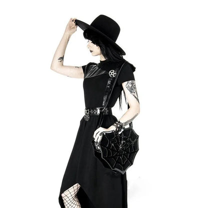 PU women's shoulder Bag Dark Wind Spider Web skew Bag Punk Halloween Creative women bag