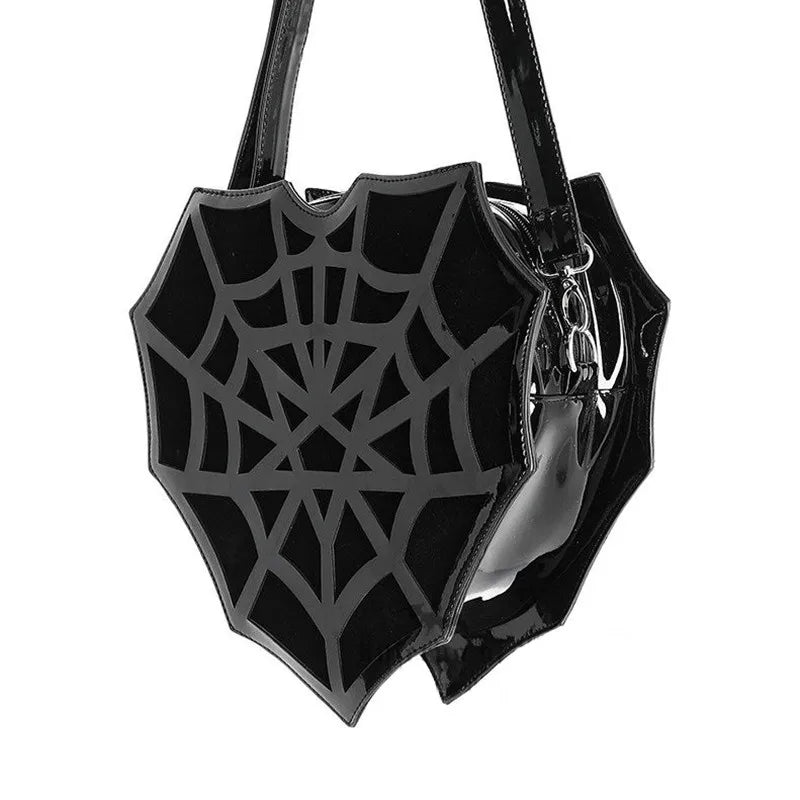 PU women's shoulder Bag Dark Wind Spider Web skew Bag Punk Halloween Creative women bag