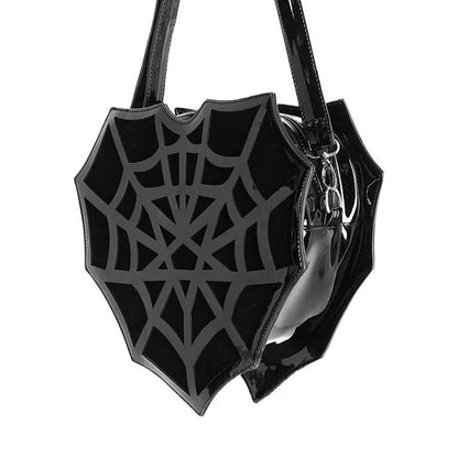 PU women's shoulder Bag Dark Wind Spider Web skew Bag Punk Halloween Creative women bag