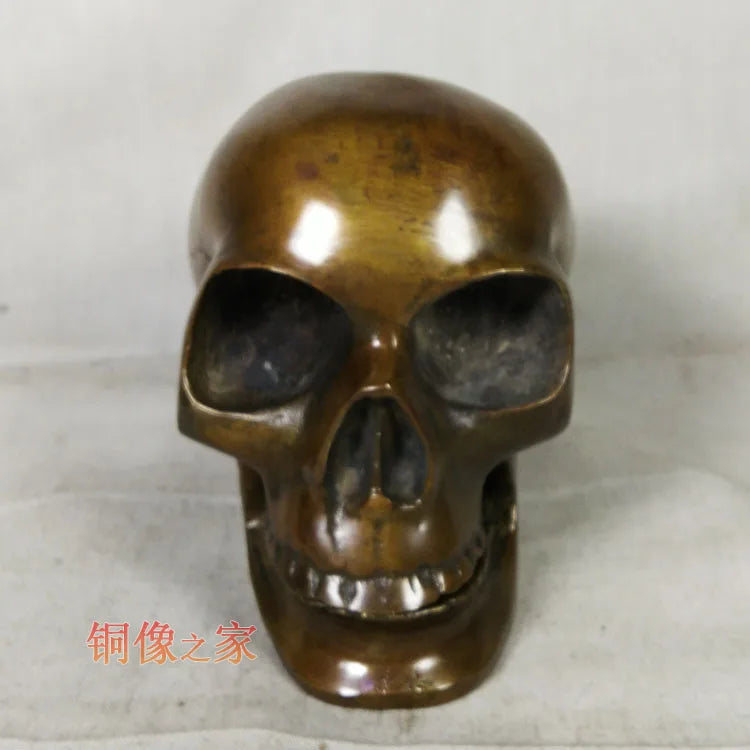 PUNK # Metal death ROCK BAR CLUB decorative exorcise evil spirits Skull Heads FENG SHUI sculpture brass statue