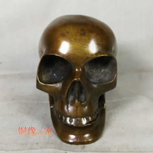 PUNK # Metal death ROCK BAR CLUB decorative exorcise evil spirits Skull Heads FENG SHUI sculpture brass statue