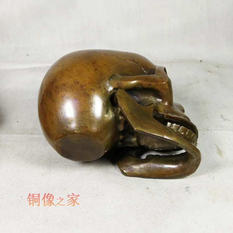 PUNK # Metal death ROCK BAR CLUB decorative exorcise evil spirits Skull Heads FENG SHUI sculpture brass statue