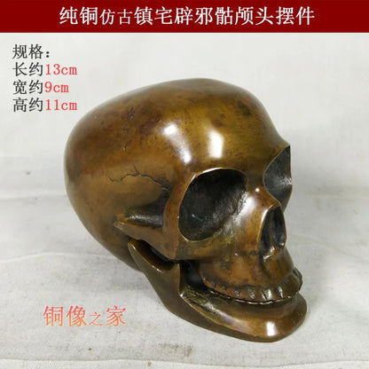 PUNK # Metal death ROCK BAR CLUB decorative exorcise evil spirits Skull Heads FENG SHUI sculpture brass statue