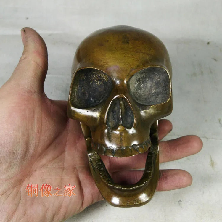PUNK # Metal death ROCK BAR CLUB decorative exorcise evil spirits Skull Heads FENG SHUI sculpture brass statue