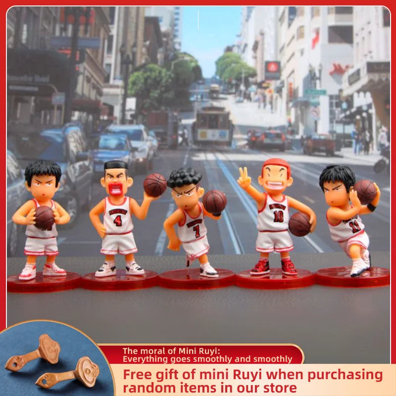 PVC Cartoon Boys Playing Basketball Car Ornament Micro Landscape Bonsai Decoration Desktop Creative Trinket Home Accessories