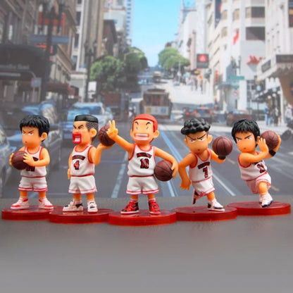 PVC Cartoon Boys Playing Basketball Car Ornament Micro Landscape Bonsai Decoration Desktop Creative Trinket Home Accessories
