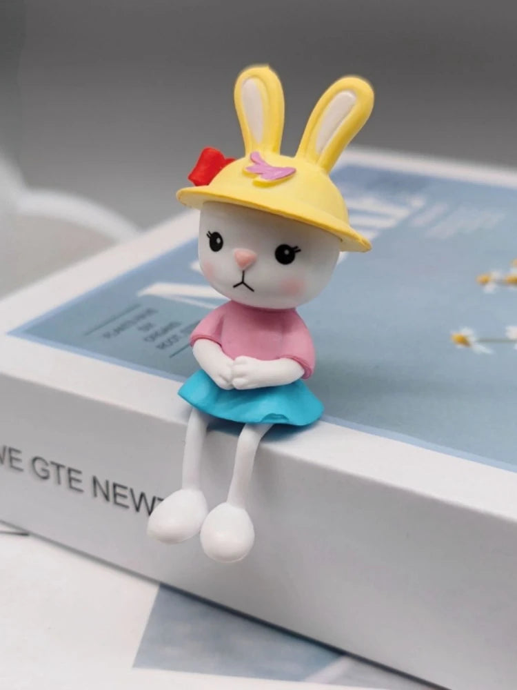 PVC Cartoon Cute Rabbit Car Ornament Micro Landscape Bonsai Decoration Desktop Creative Trinket Home Accessories Figurines