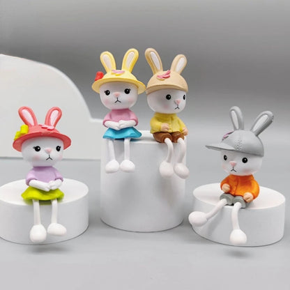 PVC Cartoon Cute Rabbit Car Ornament Micro Landscape Bonsai Decoration Desktop Creative Trinket Home Accessories Figurines