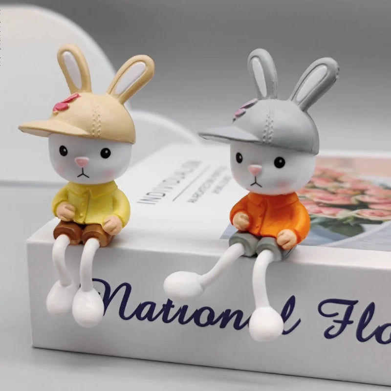 PVC Cartoon Cute Rabbit Car Ornament Micro Landscape Bonsai Decoration Desktop Creative Trinket Home Accessories Figurines