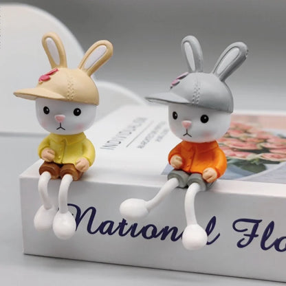PVC Cartoon Cute Rabbit Car Ornament Micro Landscape Bonsai Decoration Desktop Creative Trinket Home Accessories Figurines
