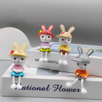 PVC Cartoon Cute Rabbit Car Ornament Micro Landscape Bonsai Decoration Desktop Creative Trinket Home Accessories Figurines