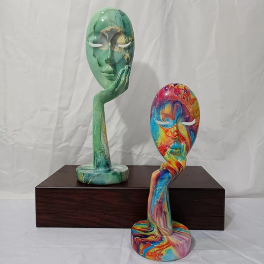 Painted Abstract Face Sculptures and Figurines Colorful Mask Statue Nordic Home Living Room Decoration Office Desk Accessories