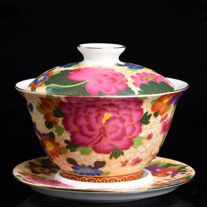 Palace Enamel Dragon Pattern Ceramic Gaiwan Chinese Handmade Teacup Travel Tea Bowl Home Teaware Accessories Drinkware 170ml