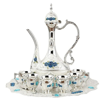 Palace Golden Glass Teapot Suit Kitchen Metal Cold Kettle Coffee Pot European Style Home Decoration Glassware Wedding Gifts Box