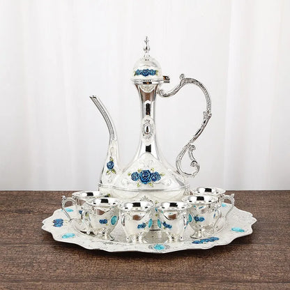 Palace Golden Glass Teapot Suit Kitchen Metal Cold Kettle Coffee Pot European Style Home Decoration Glassware Wedding Gifts Box