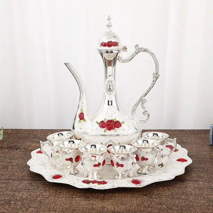 Palace Golden Glass Teapot Suit Kitchen Metal Cold Kettle Coffee Pot European Style Home Decoration Glassware Wedding Gifts Box