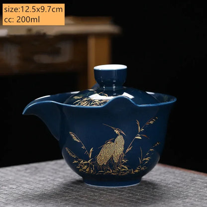 Palace Style Ceramics Tea Tureen Household Classic with Cover Teacup Boutique Handmade Gaiwan Chinese Tea Set Supplies