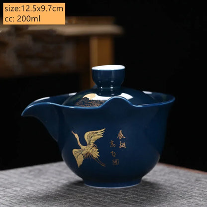 Palace Style Ceramics Tea Tureen Household Classic with Cover Teacup Boutique Handmade Gaiwan Chinese Tea Set Supplies