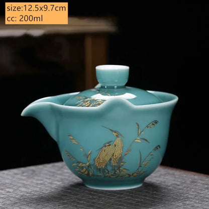 Palace Style Ceramics Tea Tureen Household Classic with Cover Teacup Boutique Handmade Gaiwan Chinese Tea Set Supplies