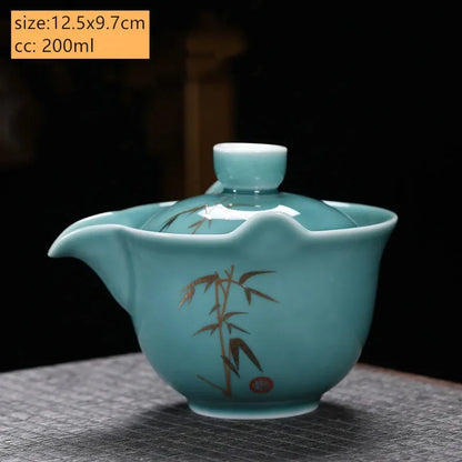 Palace Style Ceramics Tea Tureen Household Classic with Cover Teacup Boutique Handmade Gaiwan Chinese Tea Set Supplies