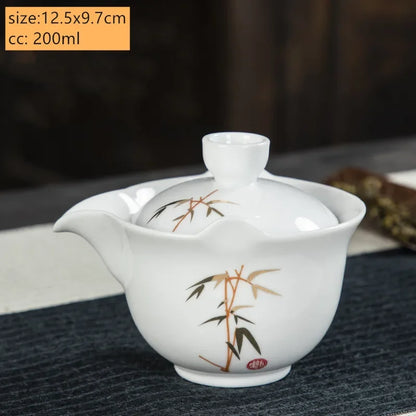 Palace Style Ceramics Tea Tureen Household Classic with Cover Teacup Boutique Handmade Gaiwan Chinese Tea Set Supplies