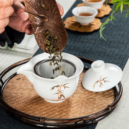 Palace Style Ceramics Tea Tureen Household Classic with Cover Teacup Boutique Handmade Gaiwan Chinese Tea Set Supplies