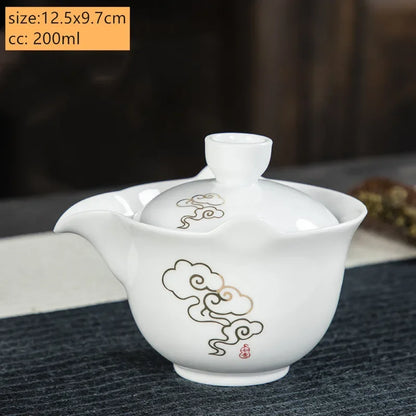 Palace Style Ceramics Tea Tureen Household Classic with Cover Teacup Boutique Handmade Gaiwan Chinese Tea Set Supplies