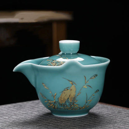 Palace Style Ceramics Tea Tureen Household Classic with Cover Teacup Boutique Handmade Gaiwan Chinese Tea Set Supplies