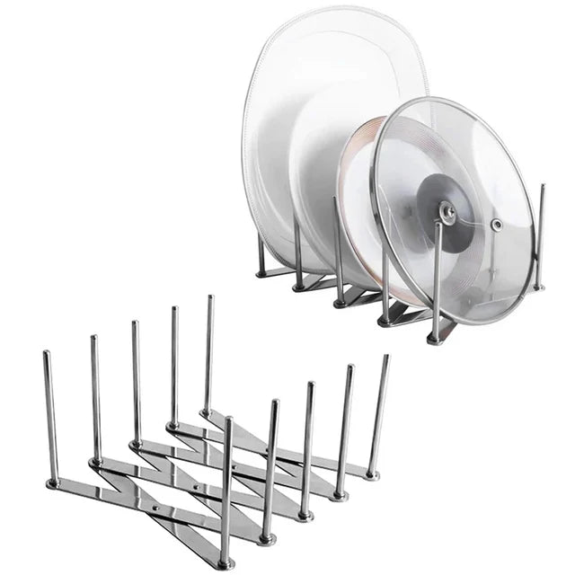 Pan and Pot Lid Organizer Expandable Scalable 7 Dividers Storage Stand Pan Organizer Rack Kitchen Cabinet Countertop Lid Holder