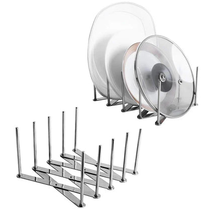 Pan and Pot Lid Organizer Expandable Scalable 7 Dividers Storage Stand Pan Organizer Rack Kitchen Cabinet Countertop Lid Holder