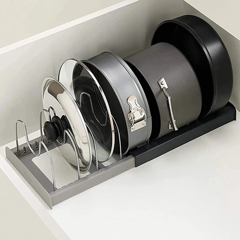 Pan and Pot Lid Organizer Expandable Scalable 7 Dividers Storage Stand Pan Organizer Rack Kitchen Cabinet Countertop Lid Holder