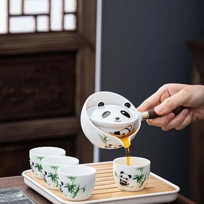 Panda Ceramic Cup Set, Travel Tea, Creative Hand Gift, Office Cup, Business Gift, Souvenir