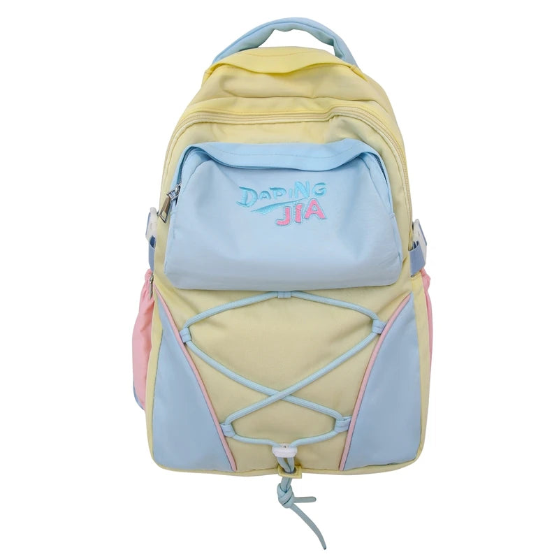 Panelled Nylon School Backpack Bags For Girls Backpacks Child Girl Laptop Kawaii Back Packs Bag For Women Cute Schoolbag