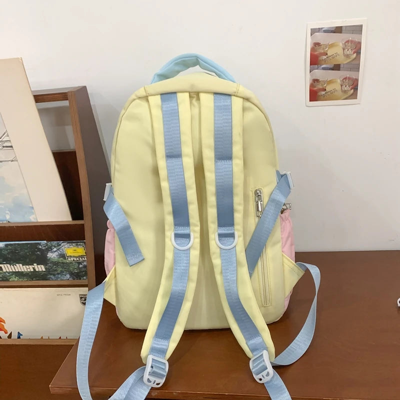 Panelled Nylon School Backpack Bags For Girls Backpacks Child Girl Laptop Kawaii Back Packs Bag For Women Cute Schoolbag