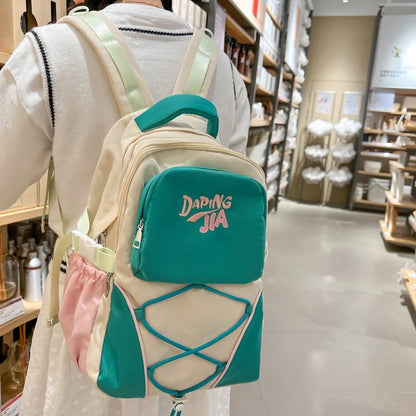 Panelled Nylon School Backpack Bags For Girls Backpacks Child Girl Laptop Kawaii Back Packs Bag For Women Cute Schoolbag