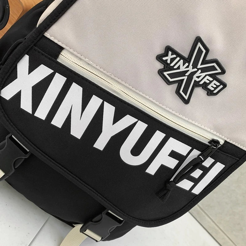 Panelled Schoolbag Big Large Capacity Travel Man Backpack Laptop Print Letter School Bags For Girls Nylon Backpacks Women